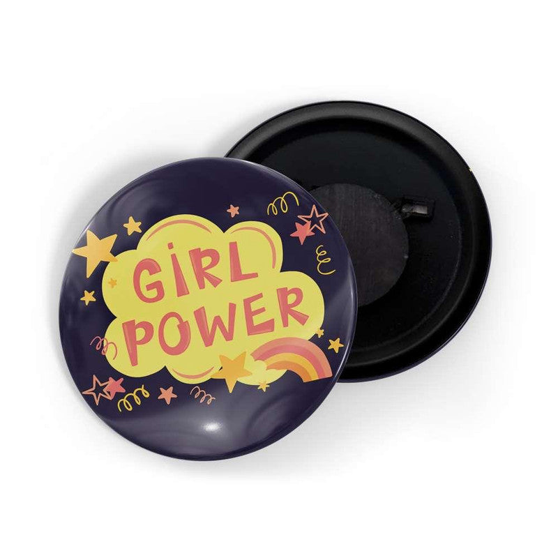 dhcrafts Blue color Round Fridge Magnet Girl Power D7 Glossy Finish Design Pack of 1 (58 mm)